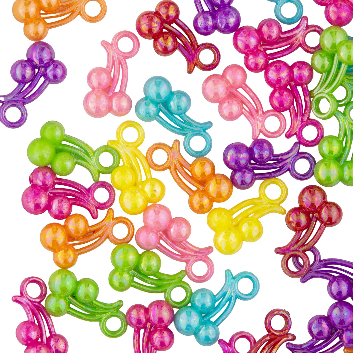 Mini Iridescent Cherry Charms - 50 pieces (20 grams)