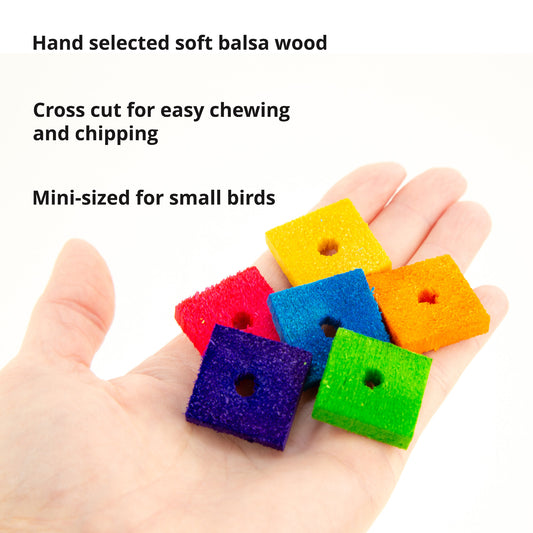 Balsa Chippers (1" x 1" x 1/4") - Bird Toy Part