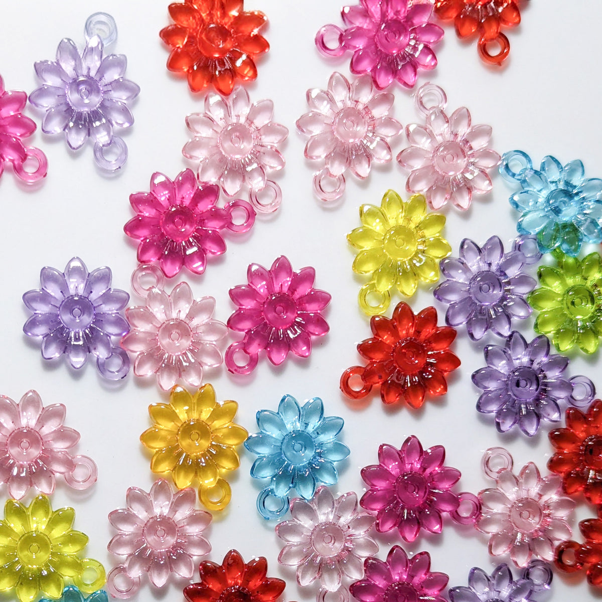 Transparent Sunflower Charms - 25 pieces