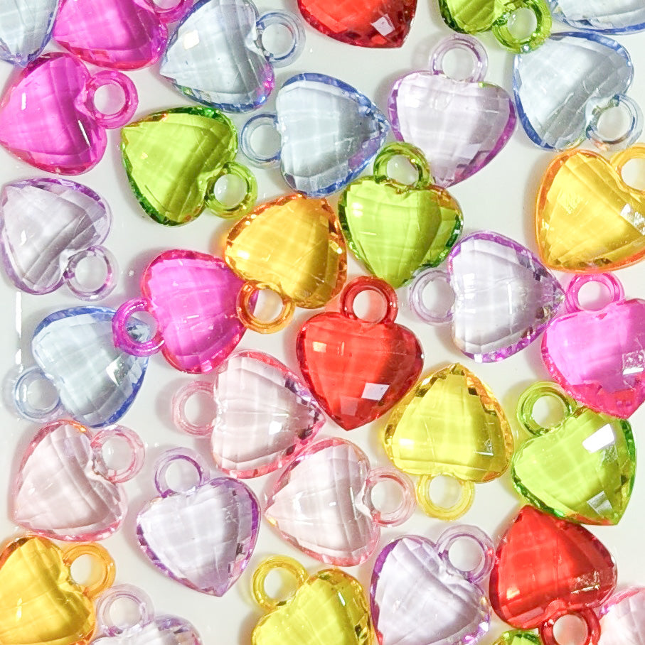 Transparent Heart Charms - 30 pieces (25 Grams)