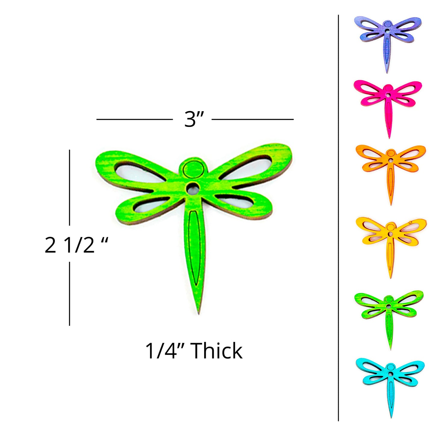 6 Colorful Pine Wood Dragonflies - Bird Toy Parts