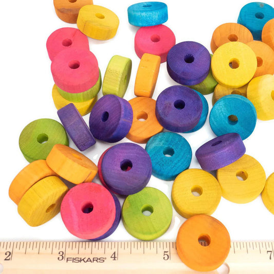 Small Flat Wooden Wheels - 1" x 3/8"