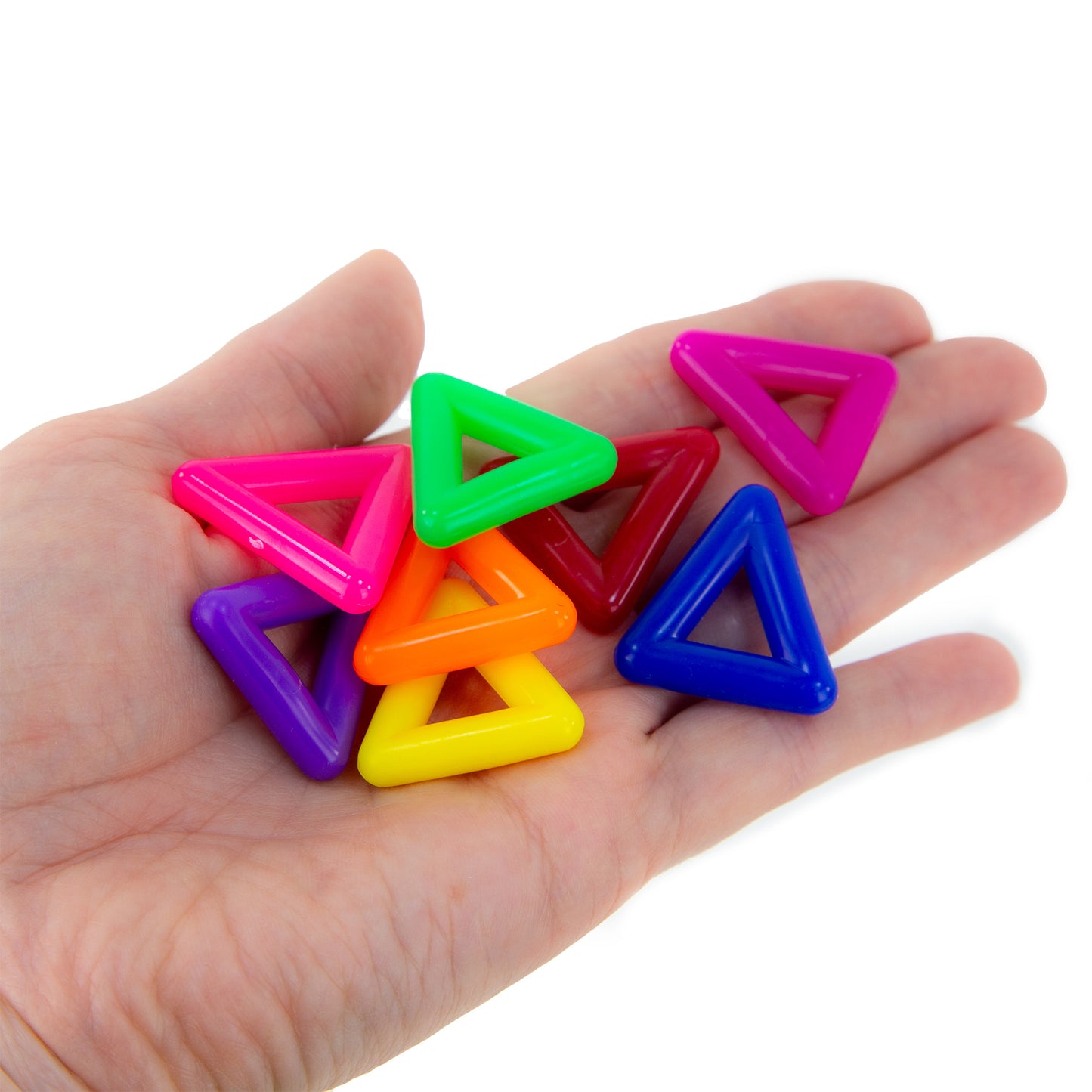 1" Plastic Triangle 8 Colors (100 Pieces) BULK - Triangle Ring, Bird Toy Part, Sugar Glider Toy Part