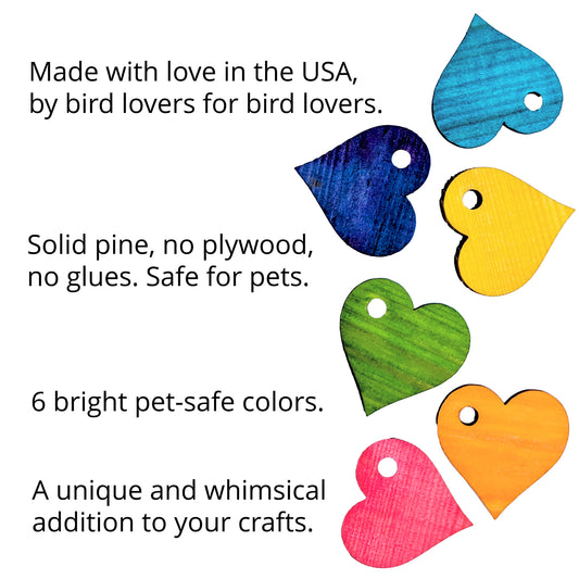 Whimsical Pine Wood Heart - Bird Toy Parts
