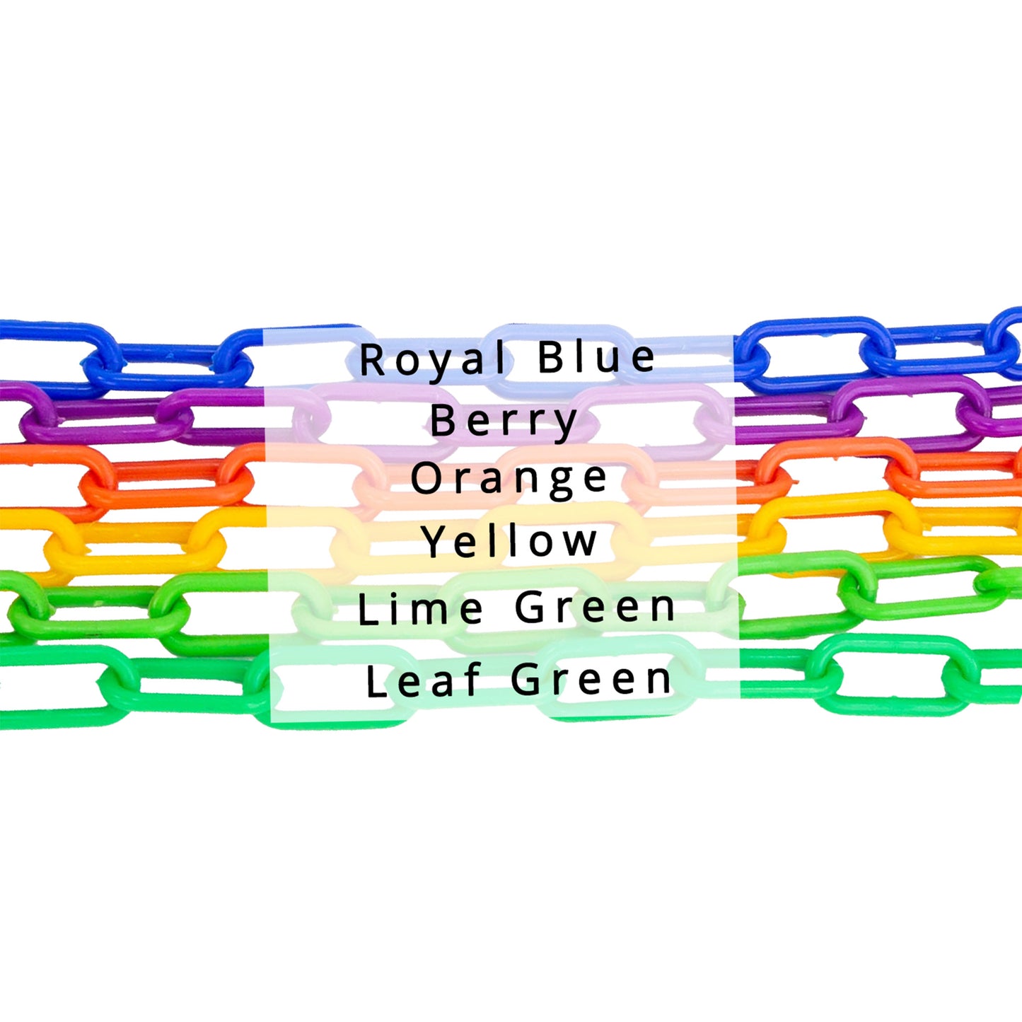 4 mm Long Link Plastic Chain by the foot, 1" closed links