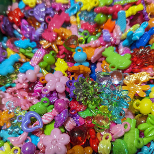 1/4 lb Bulk - Random Assorted Charms, Beads and Plastic Parts
