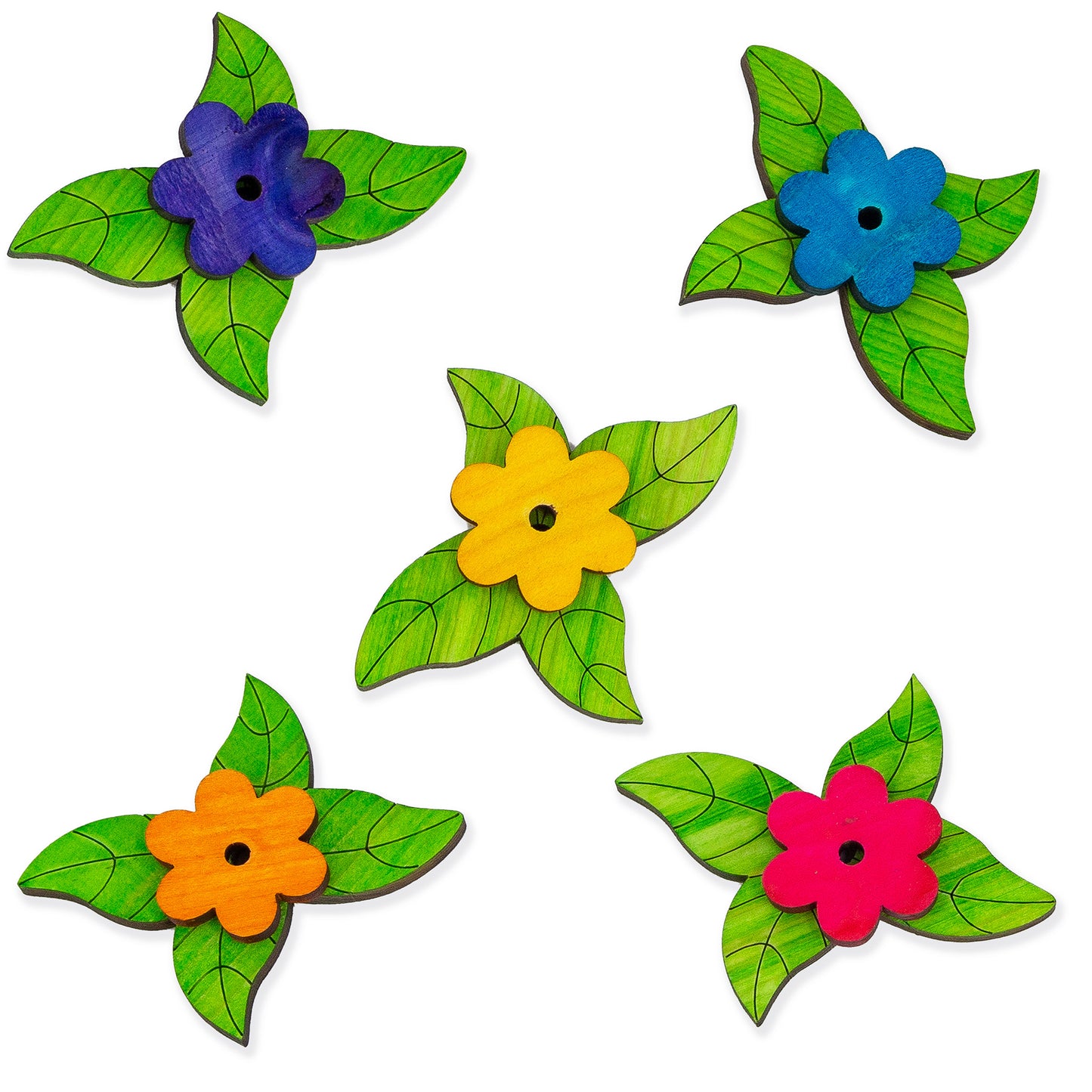 Colorful Daisy Flowers and Leaves - Bird Toy Parts