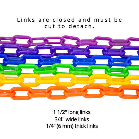 6 mm Plastic Chain by the foot, 1 1/2" closed links