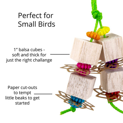 Balsa blocks and paper cut outs are perfect for small birds.