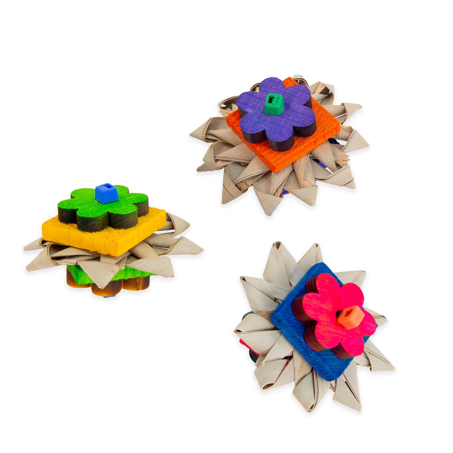 Toys come 3 to a pack and in various color combinations.