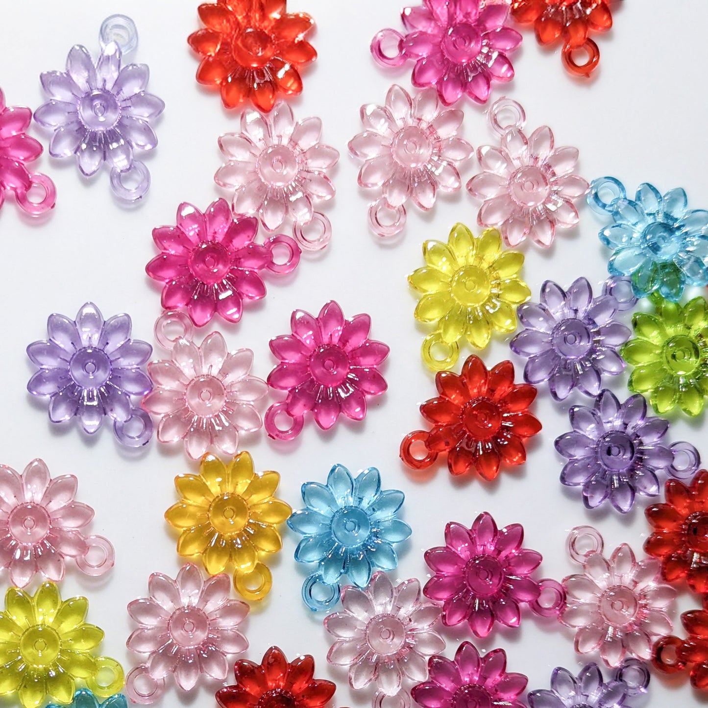 Transparent Sunflower Charms - 25 pieces