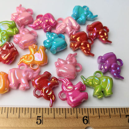 Iridescent Elephant Charms - 30 pieces (27 grams)