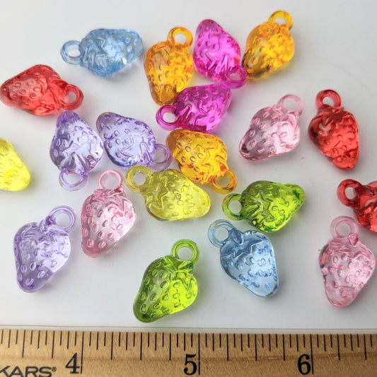Transparent Strawberry Charms - 40 pieces (48 grams)