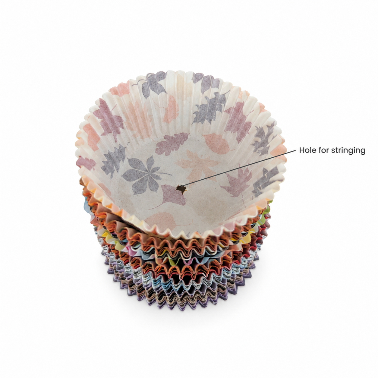 Mixed Pattern Cupcake Wrappers With Center Hole for Stringing - Uncoated Paper 100 Count