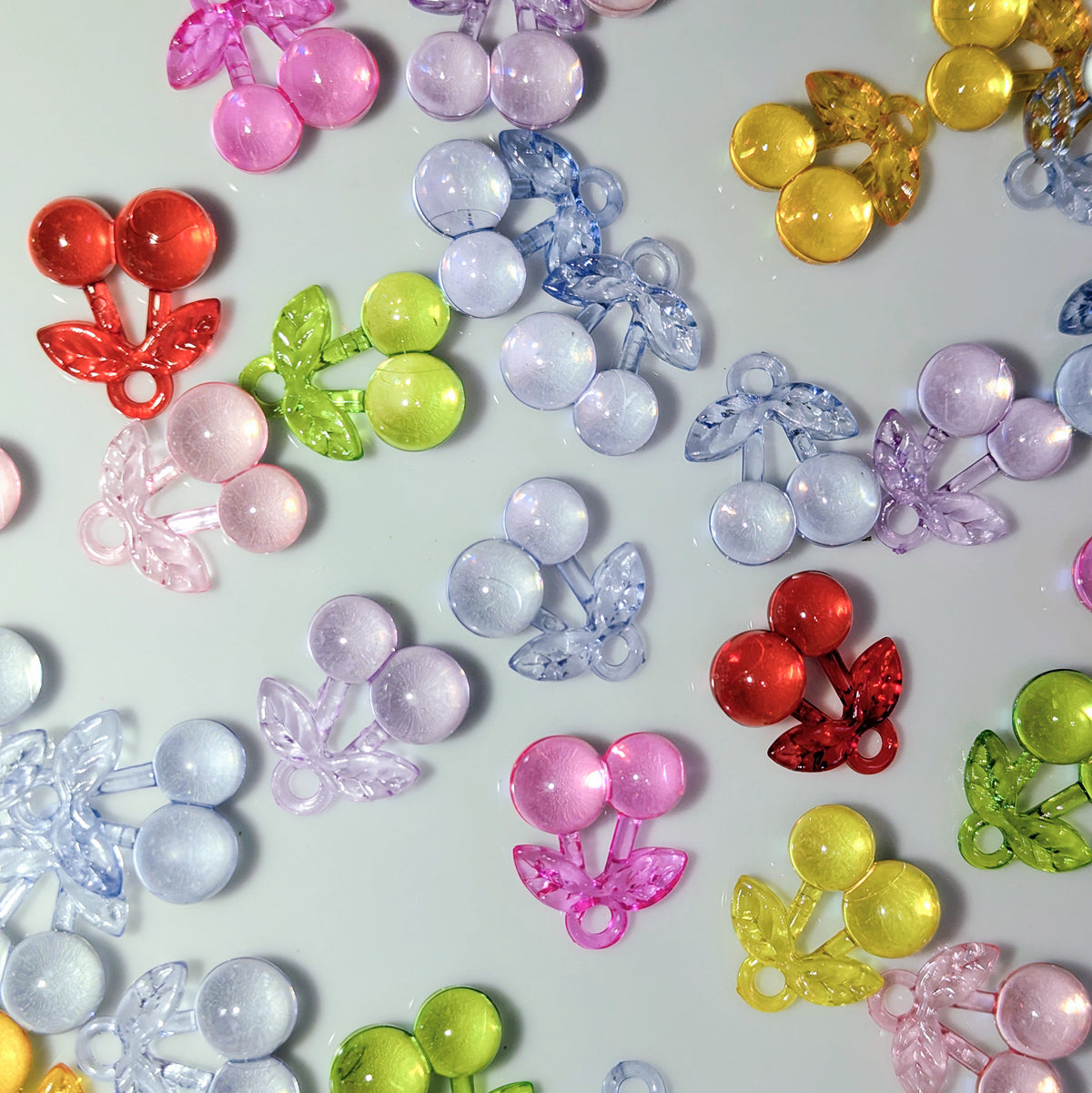 Transparent Double Cherry Charms - 15 pieces