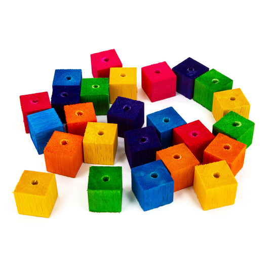 Colored 1" Balsa Cubes - Bird Toy Part