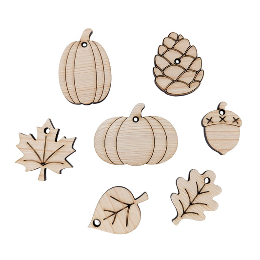 Fall Harvest Shapes - Set of 7 Solid Pine Toy Parts