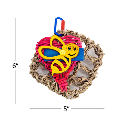 Measures about 5x6 inches including the hanging link.