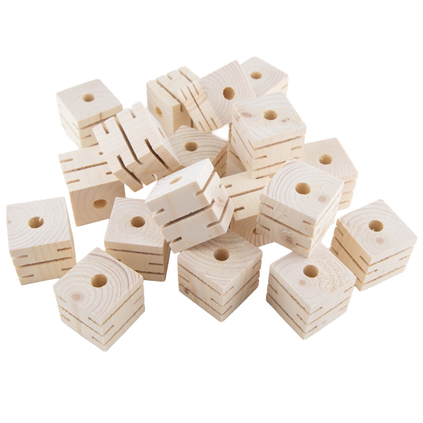 Groovy Blocks - Pine Wood Bird Toy Parts - Parrot & Small Animal Chews