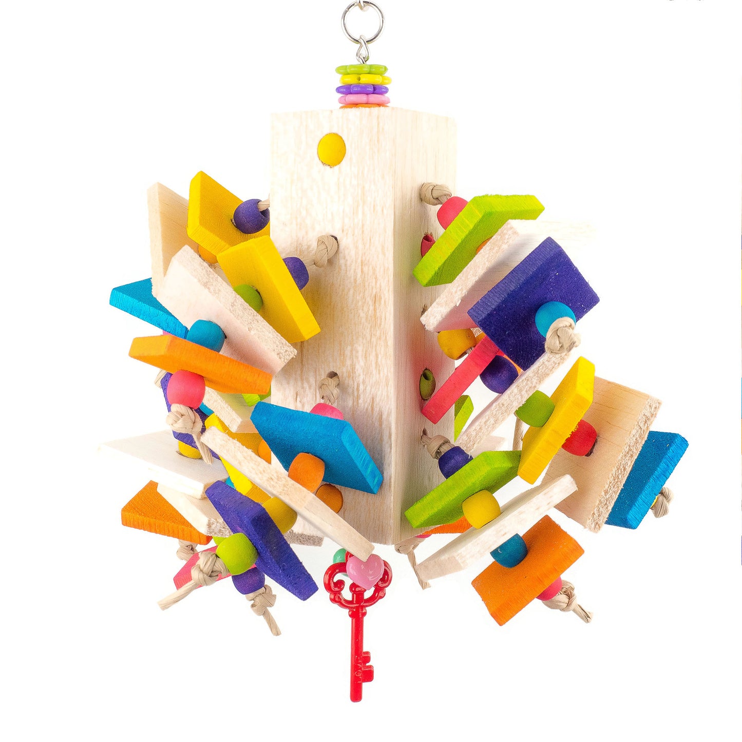 Colorful wooden bird toy.