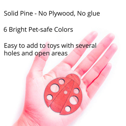 6 Pine Wood Ladybugs - Bird Toy Parts