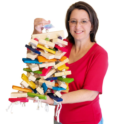Lily’s Lucky Day – Chunky Wood and Rope Toy for Large Parrots