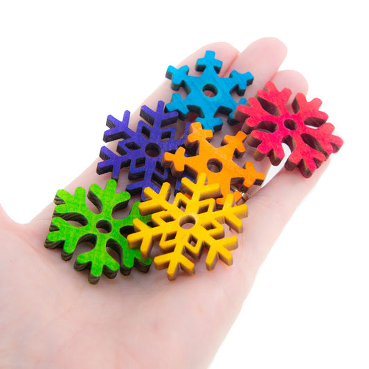 Solid Pine Snowflakes - Colored or Natural - for Bird Toys
