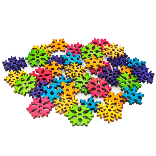 Solid Pine Snowflakes - Colored or Natural - for Bird Toys