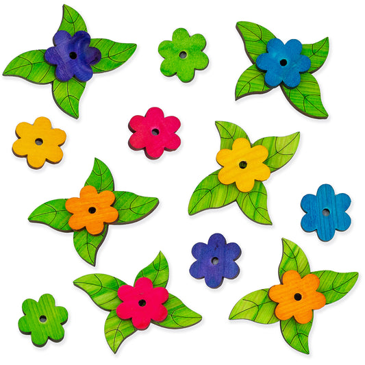 Colorful Daisy Flowers and Leaves - Bird Toy Parts