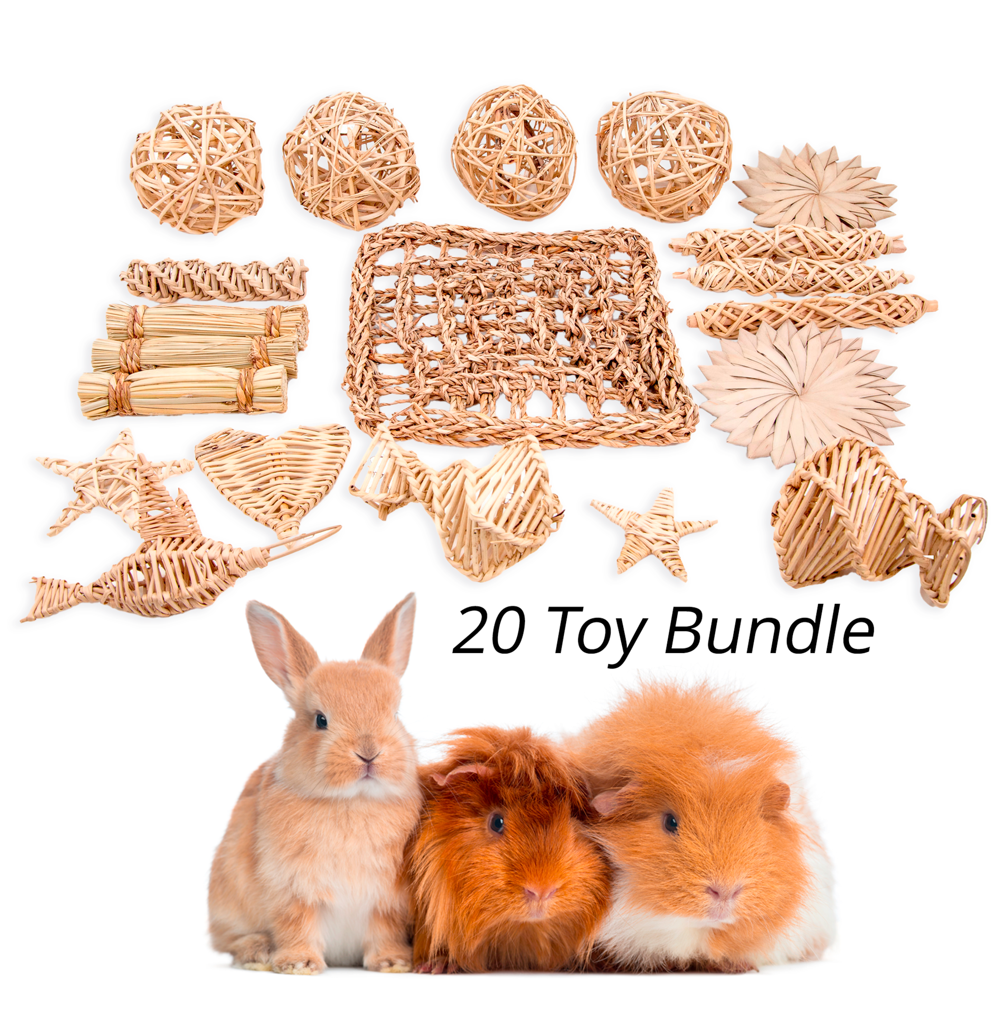 Nibbles Store Rabbit Natural Nibbles - Chew Toy Collection for Bunny Rabbits, Guinea Pigs a ...