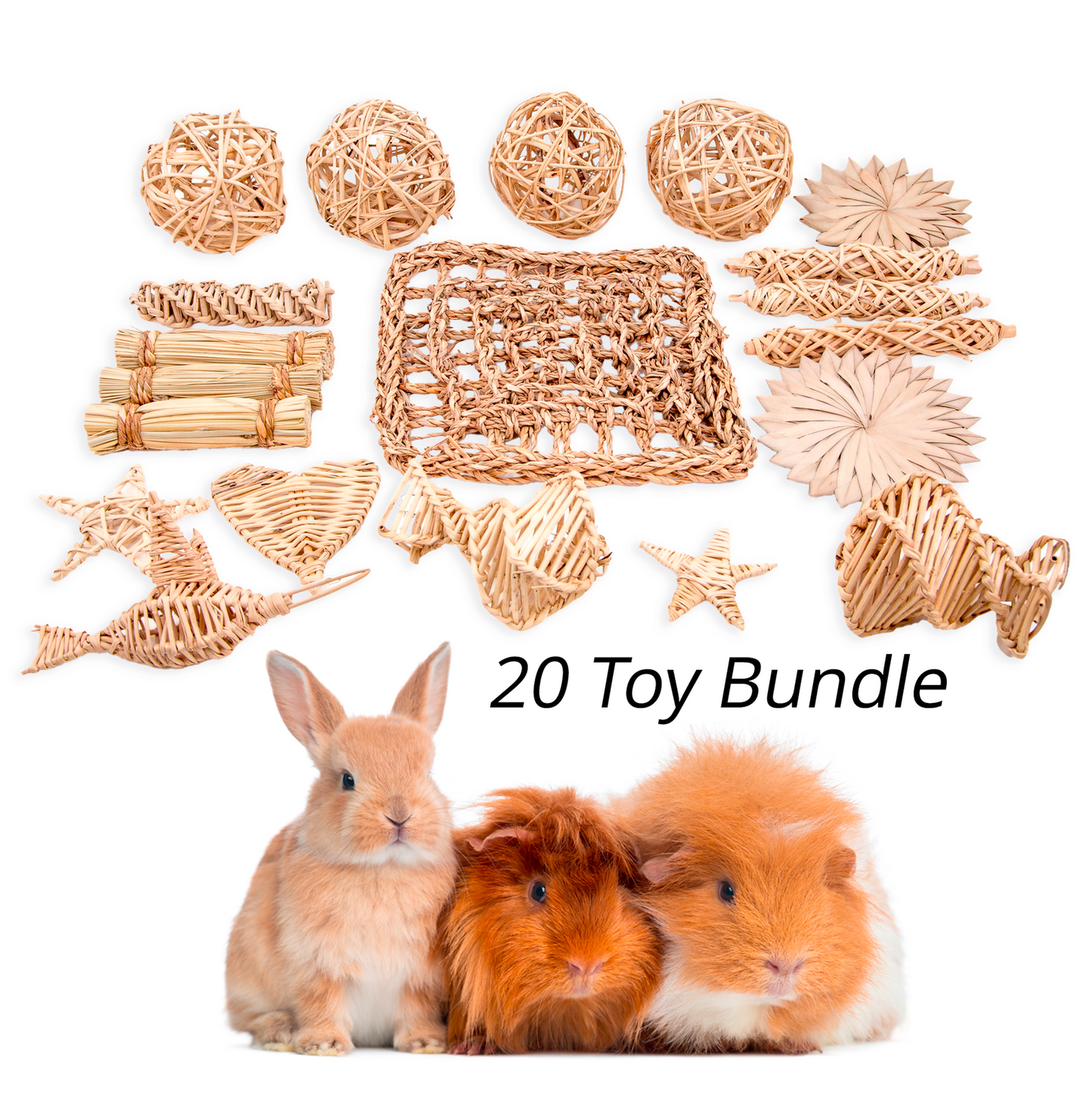 Natural Nibbles - Chew Toy Collection for Bunny Rabbits, Guinea Pigs and Chinchilla, Great Gift