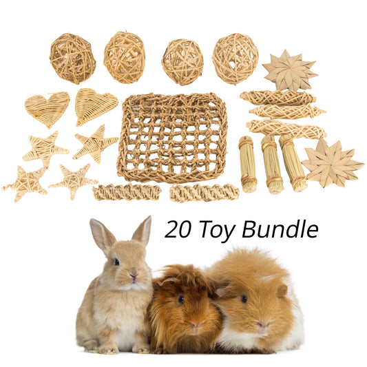 Natural Nibbles - Chew Toy Collection for Bunny Rabbits, Guinea Pigs and Chinchilla, Great Gift