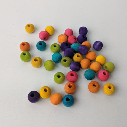 Tiny Hardwood Beads 5/16" Colored - Package of 100