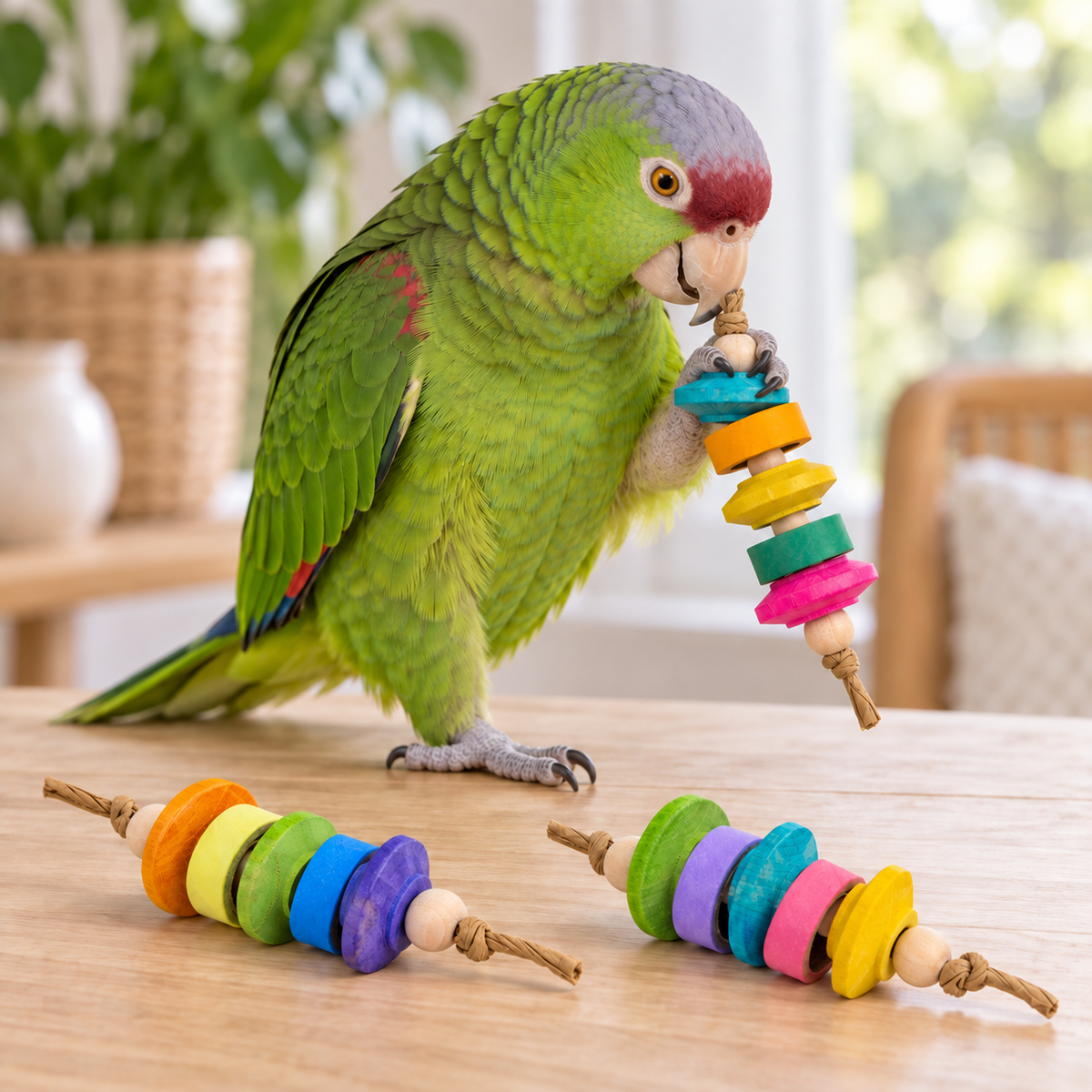 Birdie Bagel Teasers - Large Parrot Foot Toys - Set of 3