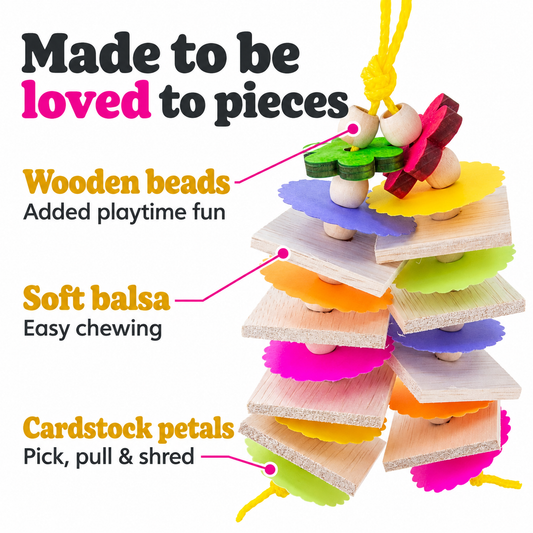 Think Spring – Small Bird Toy with Balsa, Beads and Paper