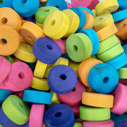 Small Flat Wooden Wheels - 1" x 3/8"