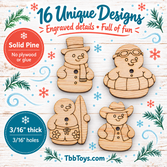 Snowy Friends - Set of 16 Solid Pine Toy Parts