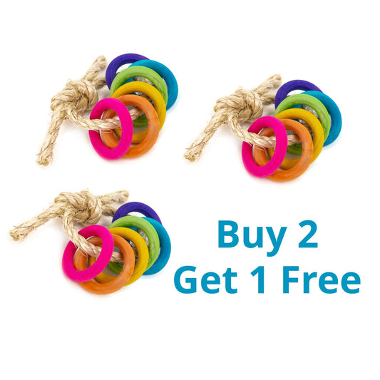 Rainbow Rings on Sisal - Toy for Bunny Rabbits or Guinea Pigs