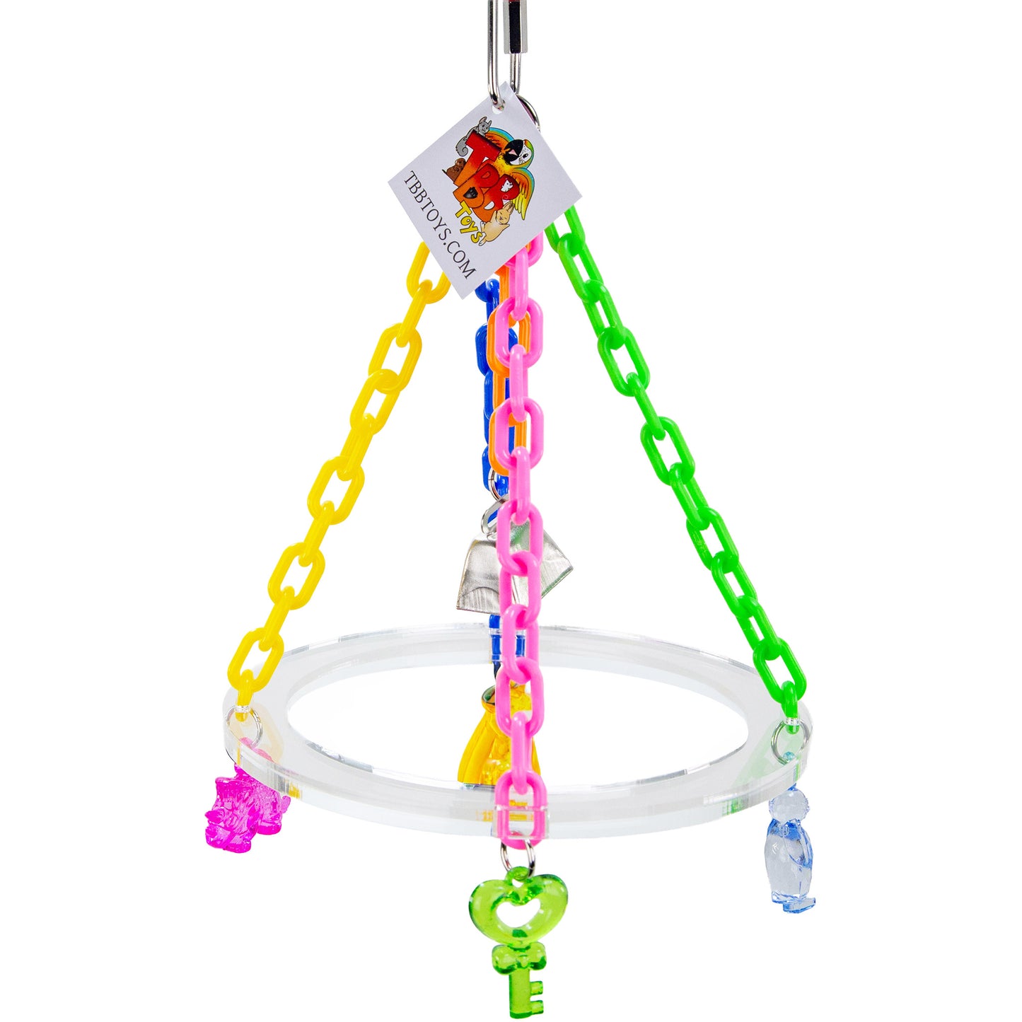 Colorful Swing Toy for Small Birds – With Bell & Charms, Treetop Chandelier Jr