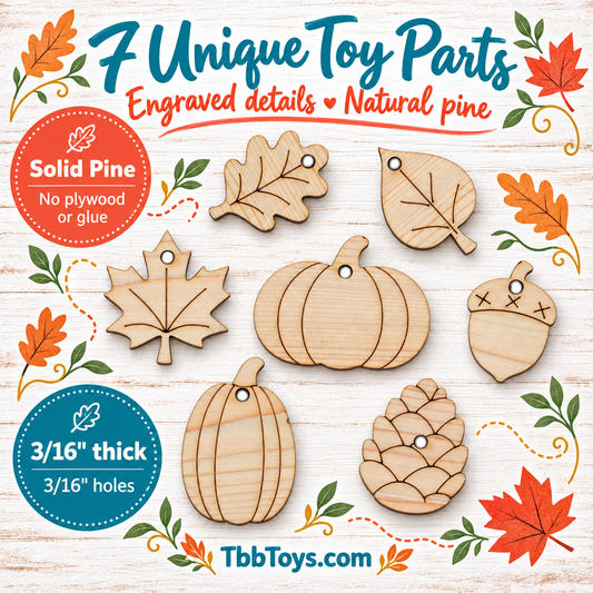 Fall Harvest Shapes - Set of 7 Solid Pine Toy Parts