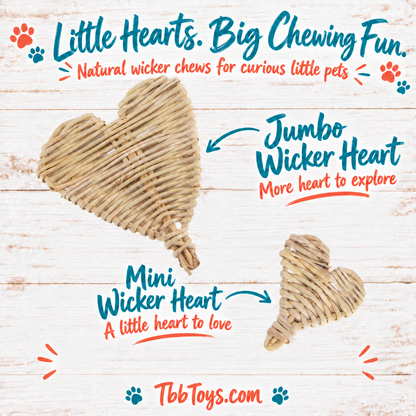 Jumbo Wicker Hearts - Chews for Chinchillas, Rabbits and Guinea Pigs - Pack of 25
