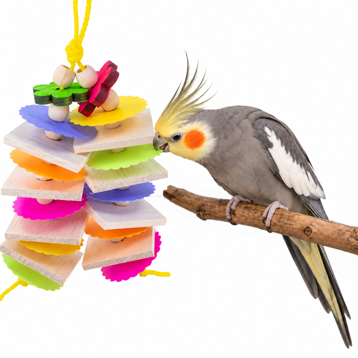 Think Spring – Small Bird Toy with Balsa, Beads and Paper