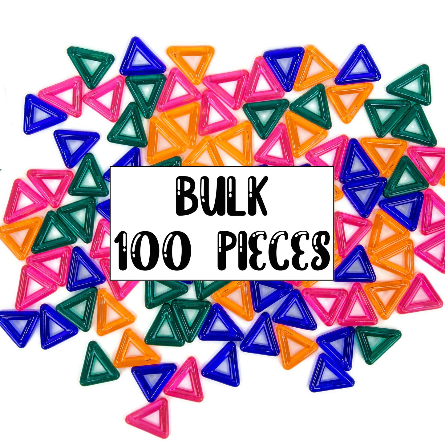 1" Plastic Triangle Transparent (100 Pieces) BULK - Triangle Ring, Bird Toy Part, Sugar Glider Toy Part