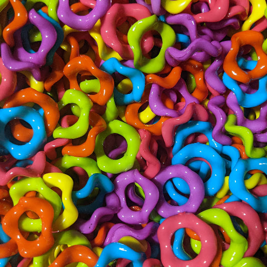 Colorful Wavy Ring Beads for Bird and Sugar Glider Toys - 78 Grams, 110 Pieces