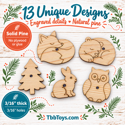 Wild Wonders - Set of 13 Solid Pine Toy Parts