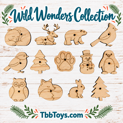 Wild Wonders - Set of 13 Solid Pine Toy Parts