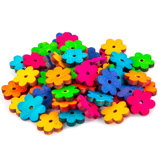 Solid Pine Daisy Flowers - Colored or Natural - for Bird Toys