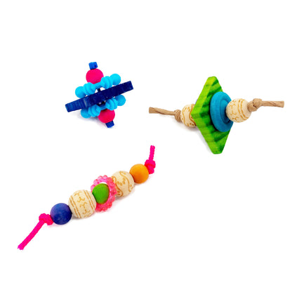 3 small foot toys for parrots.