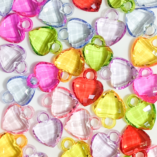 Transparent Heart Charms - 30 pieces (25 Grams)