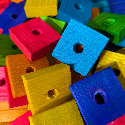 Pine Square Blocks - 1 1/2" x 1 1/2" x 1/2"  - Bird Toy Parts